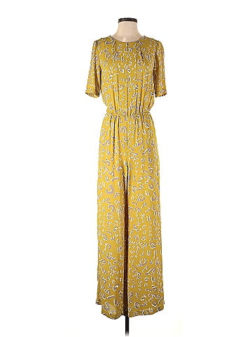 BCBGMAXAZRIA 100 Polyester Floral Yellow Jumpsuit Size XS 84