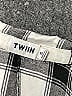 TWIIN Plaid Checkered-gingham Silver 3/4 Sleeve Button-Down Shirt Size S - photo 3