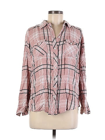 Torrid 100% Rayon Plaid Pink Long Sleeve Button-Down Shirt Size Med Plus  (00) (Plus) - 65% off