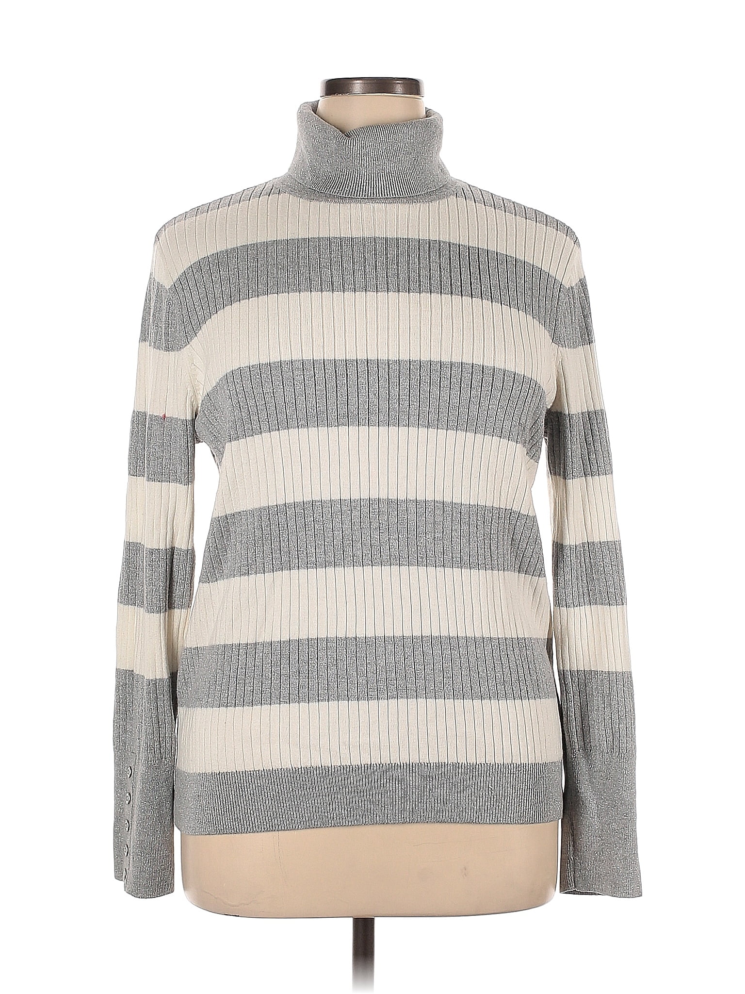 Talbots Color Block Stripes Gray Turtleneck Sweater Size XL - 75% off ...