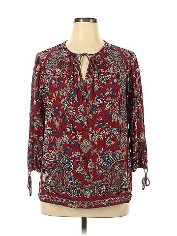 Lucky Brand, Tops, Lucky Brand Tunic Blouse Burgundy Paisley Size X