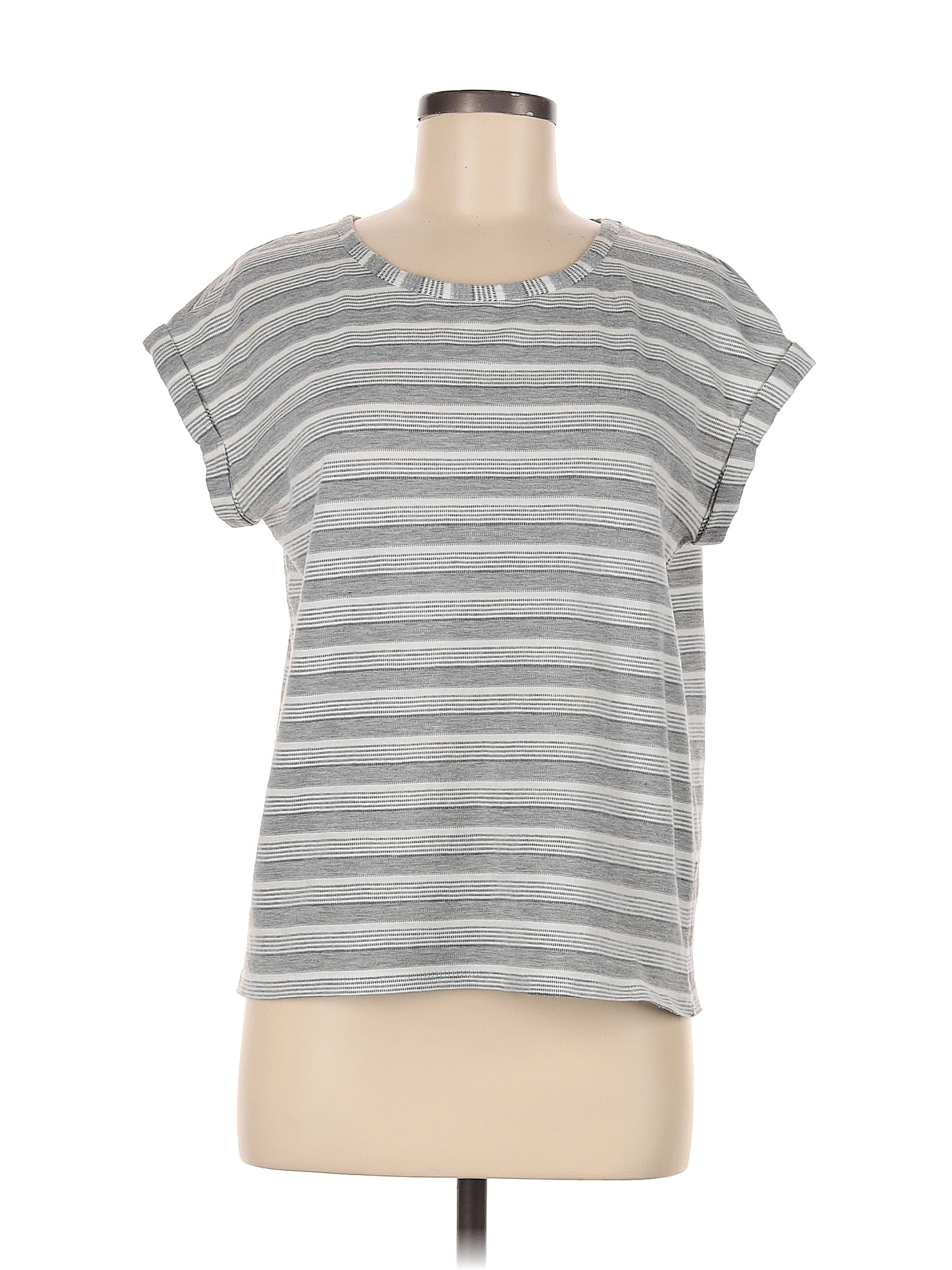 Jane and Delancey Stripes Gray Short Sleeve Blouse Size M - 57% off ...