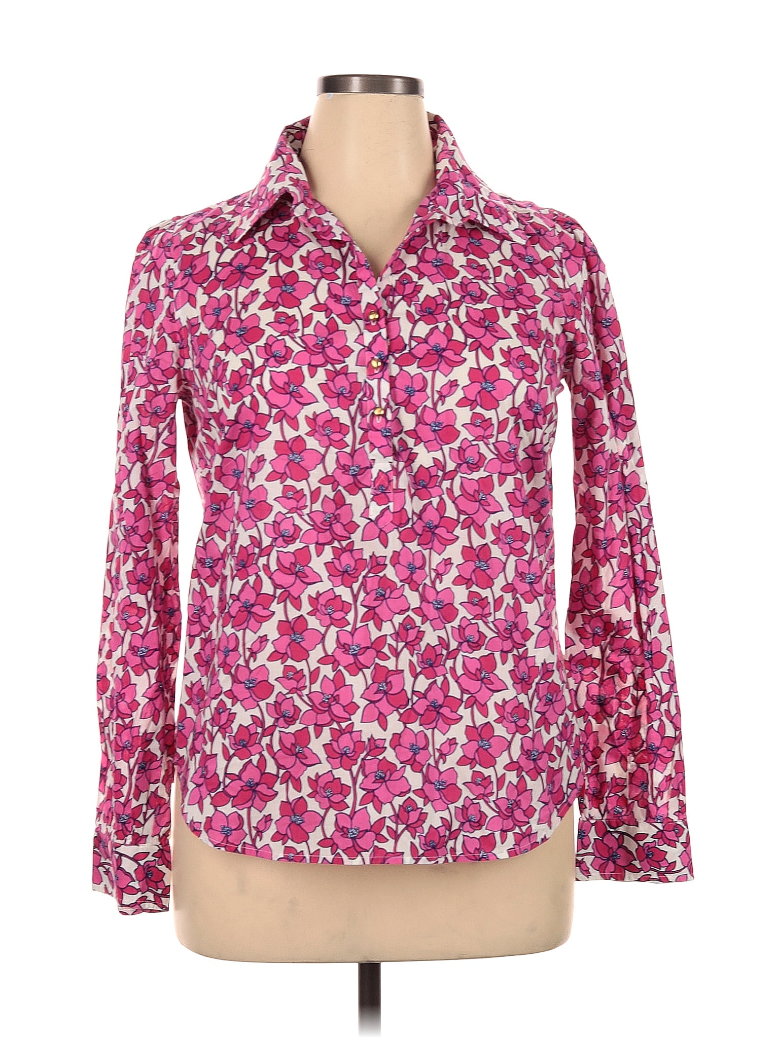 Lilly Pulitzer 100 Cotton Pink Long Sleeve Button Down Shirt Size 14