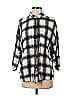 TWIIN Plaid Checkered-gingham Silver 3/4 Sleeve Button-Down Shirt Size S - photo 1