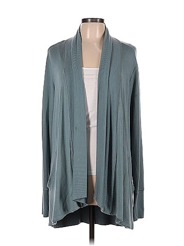 Athleta Color Block Solid Teal Cardigan Size M - 56% off