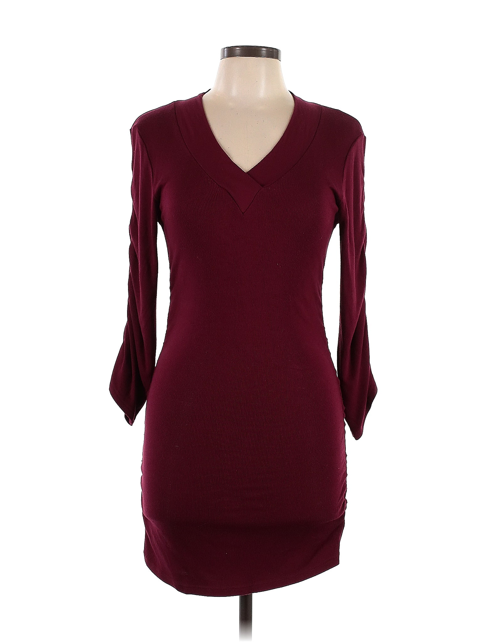 Derek Heart Solid Maroon Burgundy Casual Dress Size L 71 Off Thredup