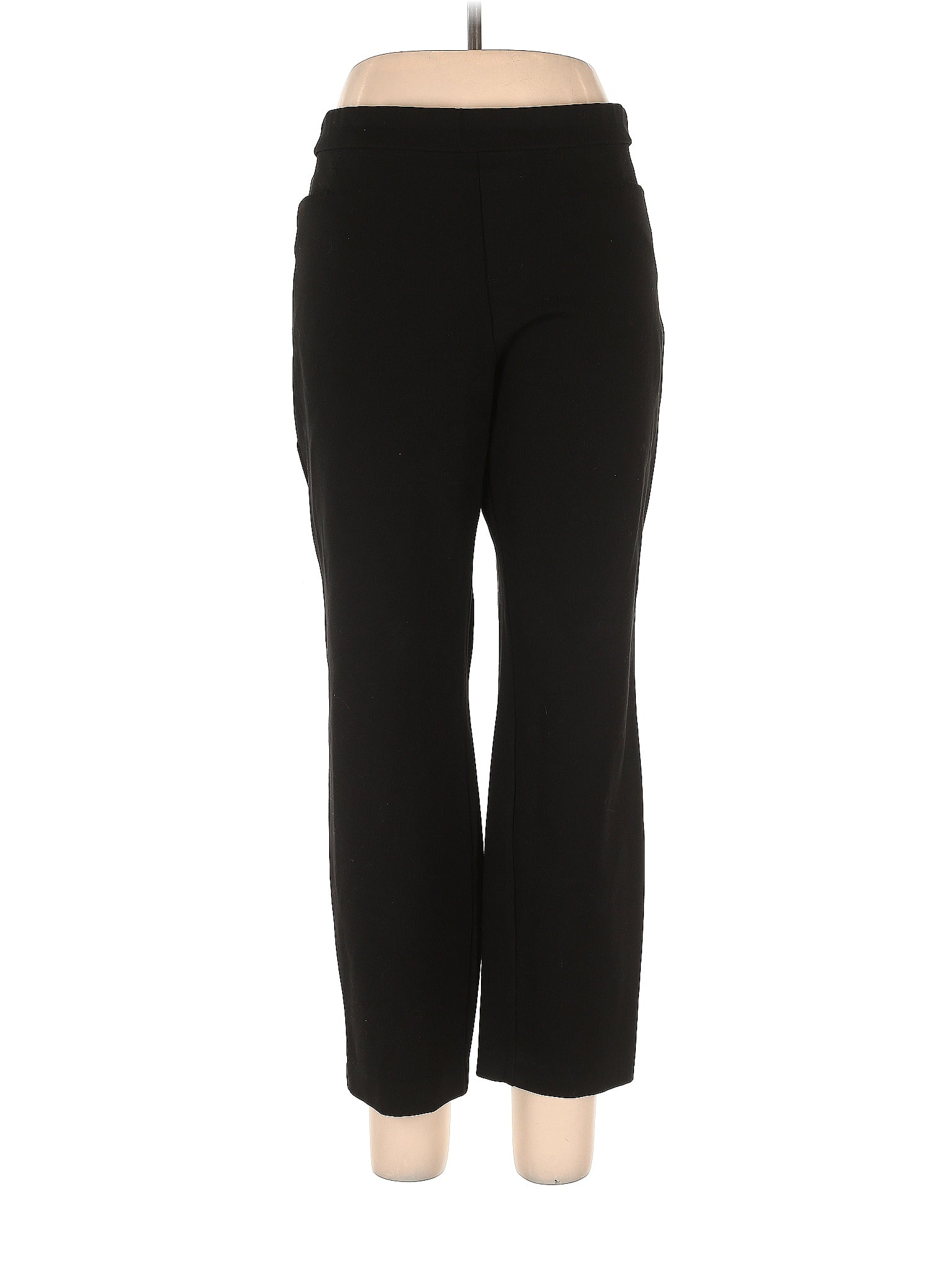 Susan Graver Polka Dots Black Dress Pants Size L (Petite) - 76
