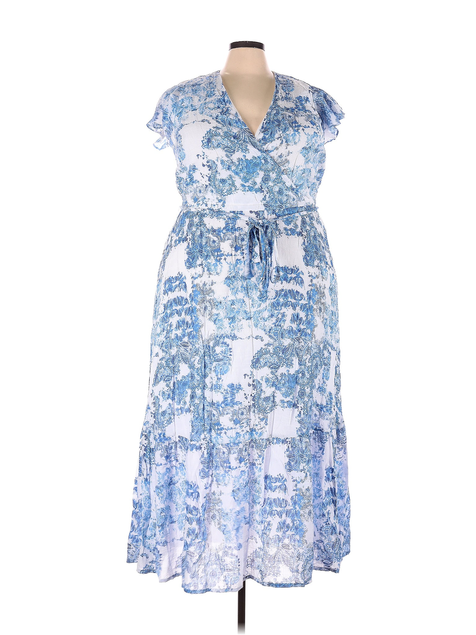 Lane Bryant Floral Multi Color Blue Casual Dress Size 20 (Plus) - 52% ...