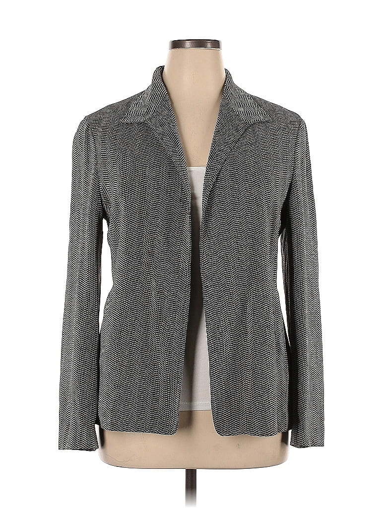 Zanella 100% Wool Marled Chevron-herringbone Gray Wool Blazer Size 14 - photo 1