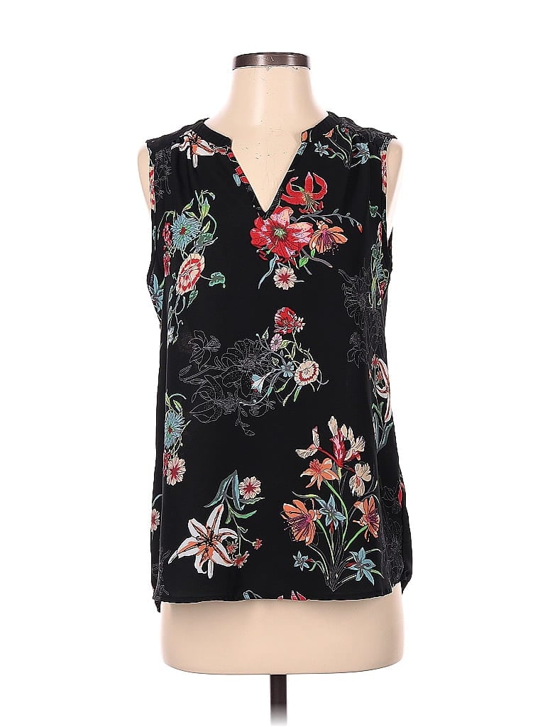 Dalia 100 Polyester Floral Black Sleeveless Blouse Size S 65 Off