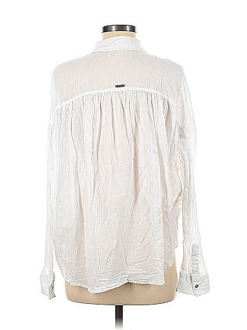 Billabong 100% Cotton Solid White Ivory Long Sleeve Button-Down Shirt Size M  - 52% off
