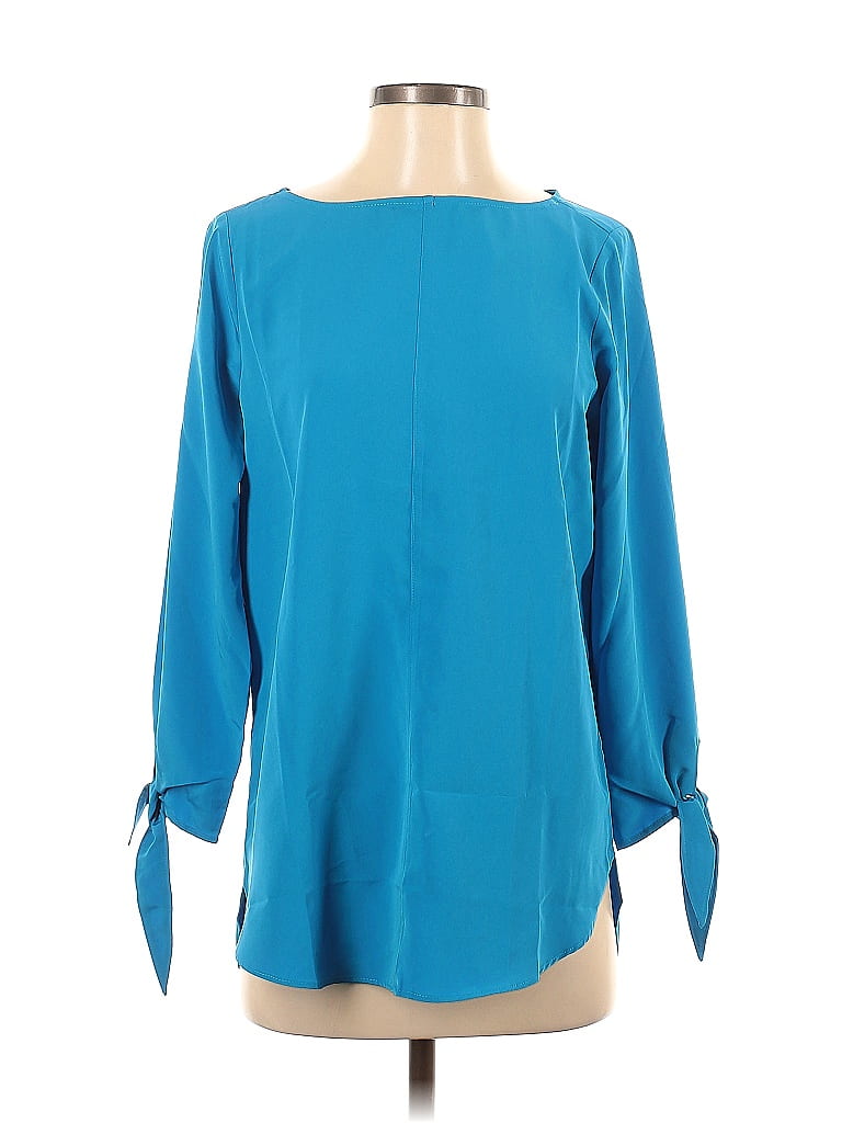 Lands' End Outlet 100 Polyester Teal Long Sleeve Blouse Size 4 56