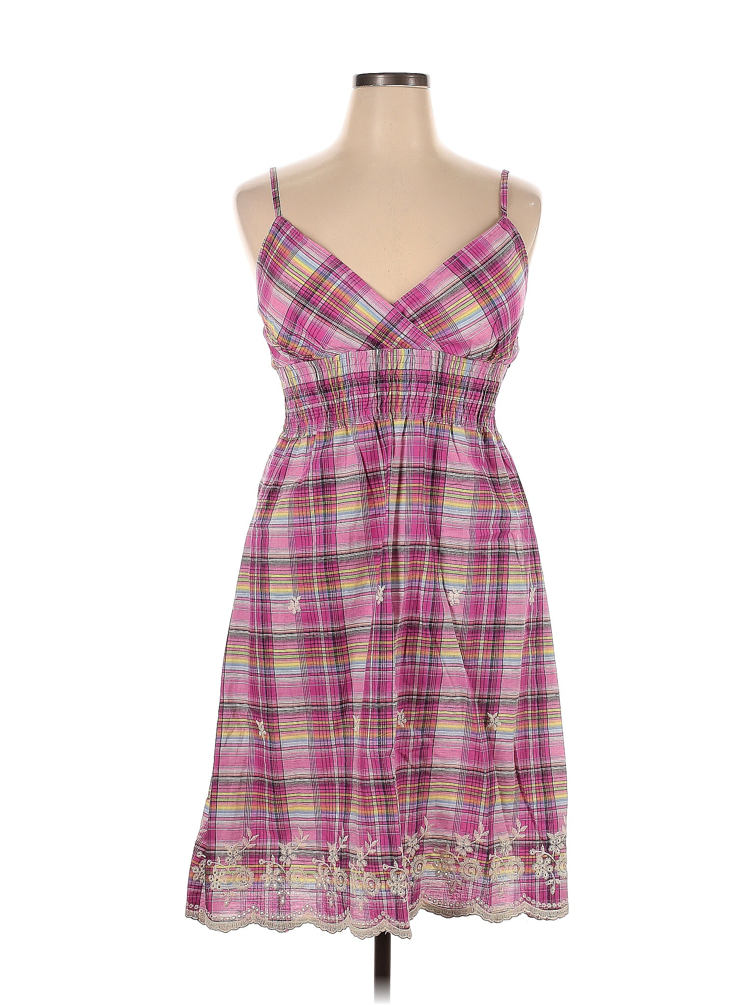 Assorted Brands Plaid Multi Color Pink Casual Dress Size 1X (Plus) - 52%  off
