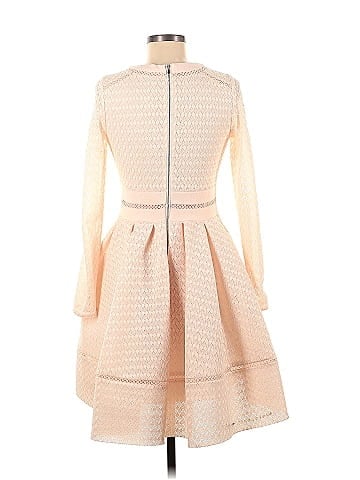 Maje 100% Polyester Solid Pink Ivory Cocktail Dress Size Med (2