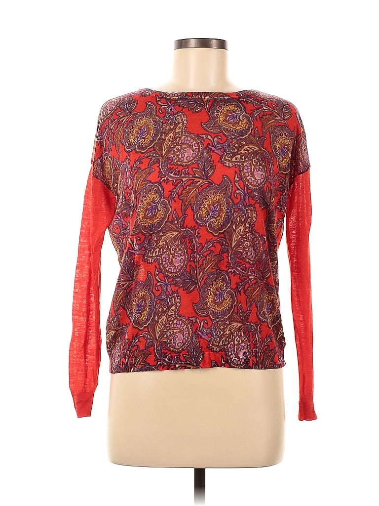 Ann Taylor LOFT Paisley Floral Motif Batik Brocade Red Sweatshirt Size M (Petite) - photo 1