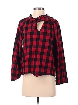 Madewell Tie-Neck Popover Shirt in Buffalo Check (view 1)