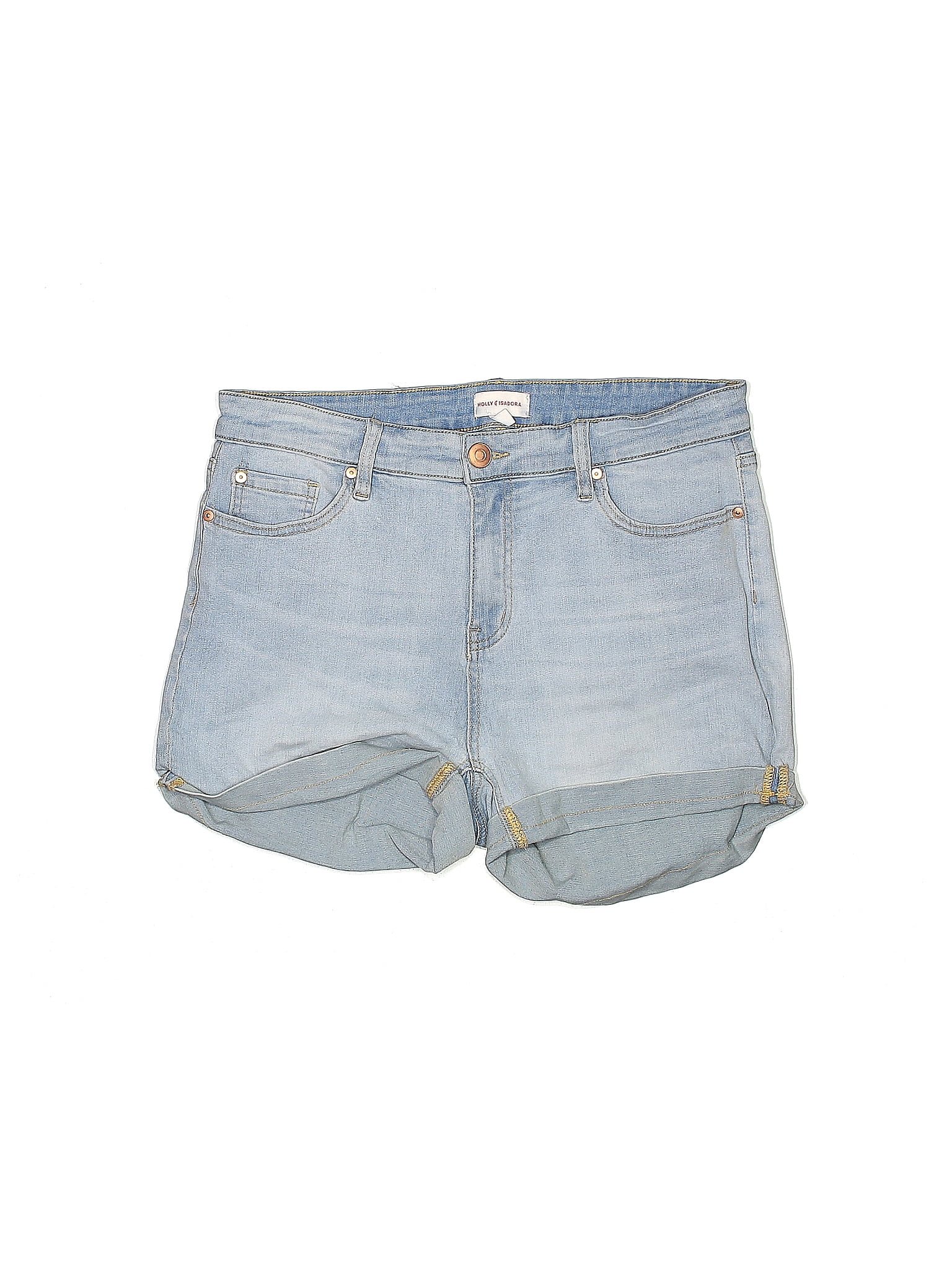 Molly And Isadora Solid Blue Denim Shorts Size 12 Plus 70 Off Thredup