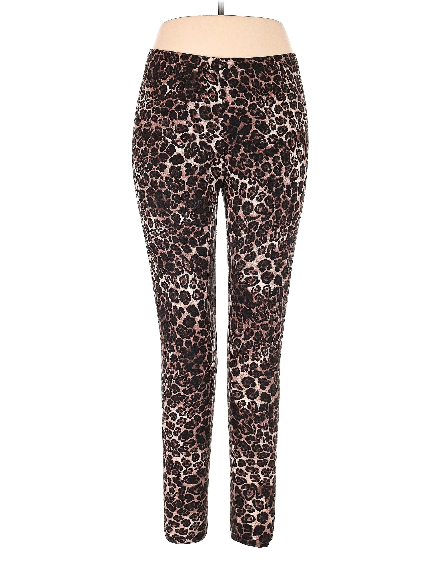 Bobbie Brooks 100% Polyester Leopard Print Multi Color Brown Leggings Size  XL - 38% off