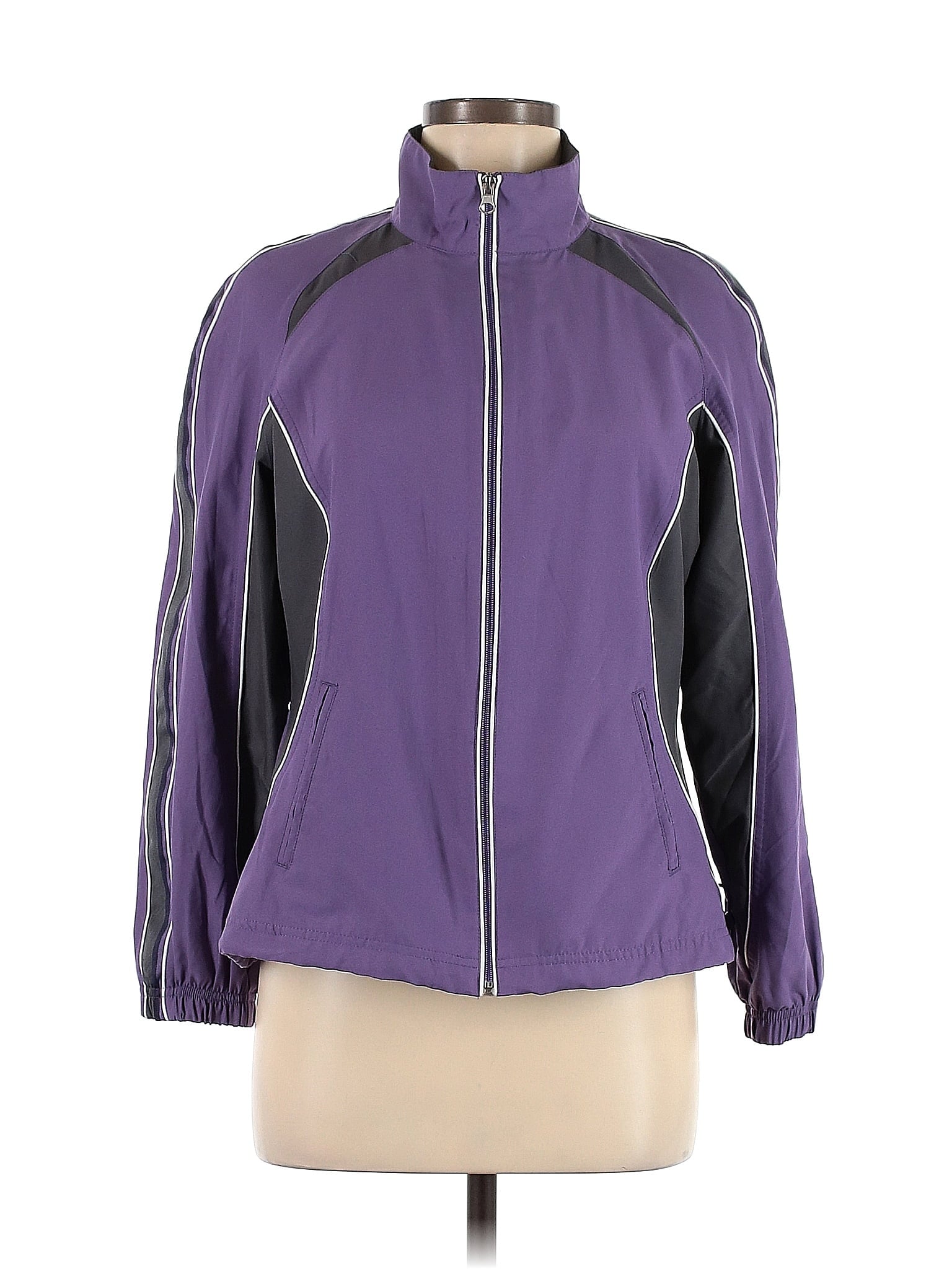 SJB Velour Jersey Track Jacket, Women's Size M cotton black type Vintage Second Hand