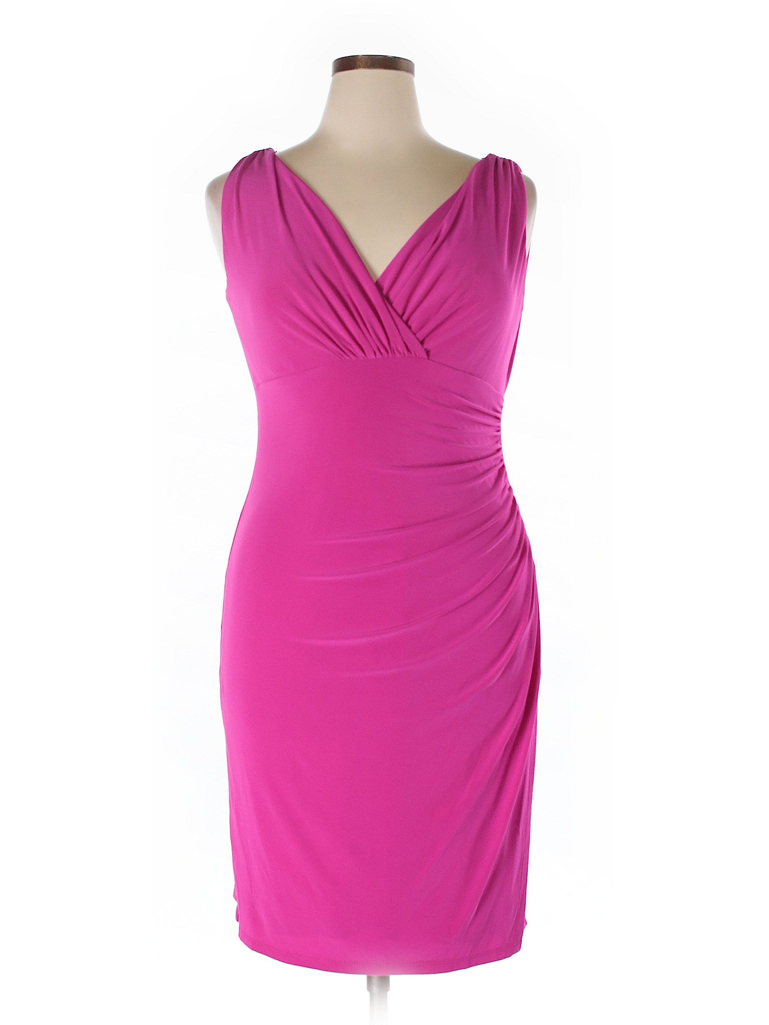 Lauren By Ralph Lauren Solid Pink Casual Dress Size 14 - 72% Off 