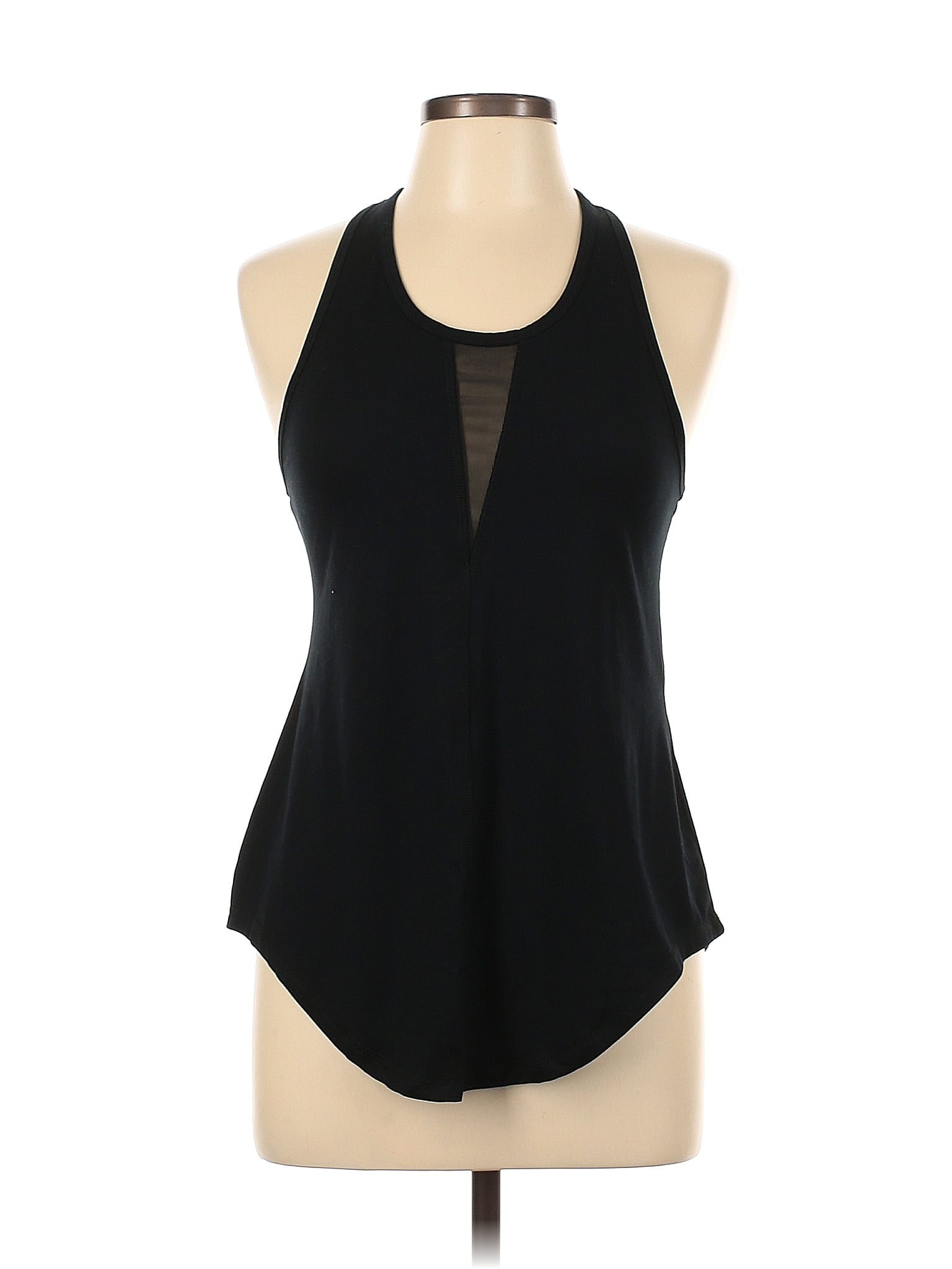 Zyia Active Color Block Solid Black Sleeveless T-Shirt Size L - 44% off
