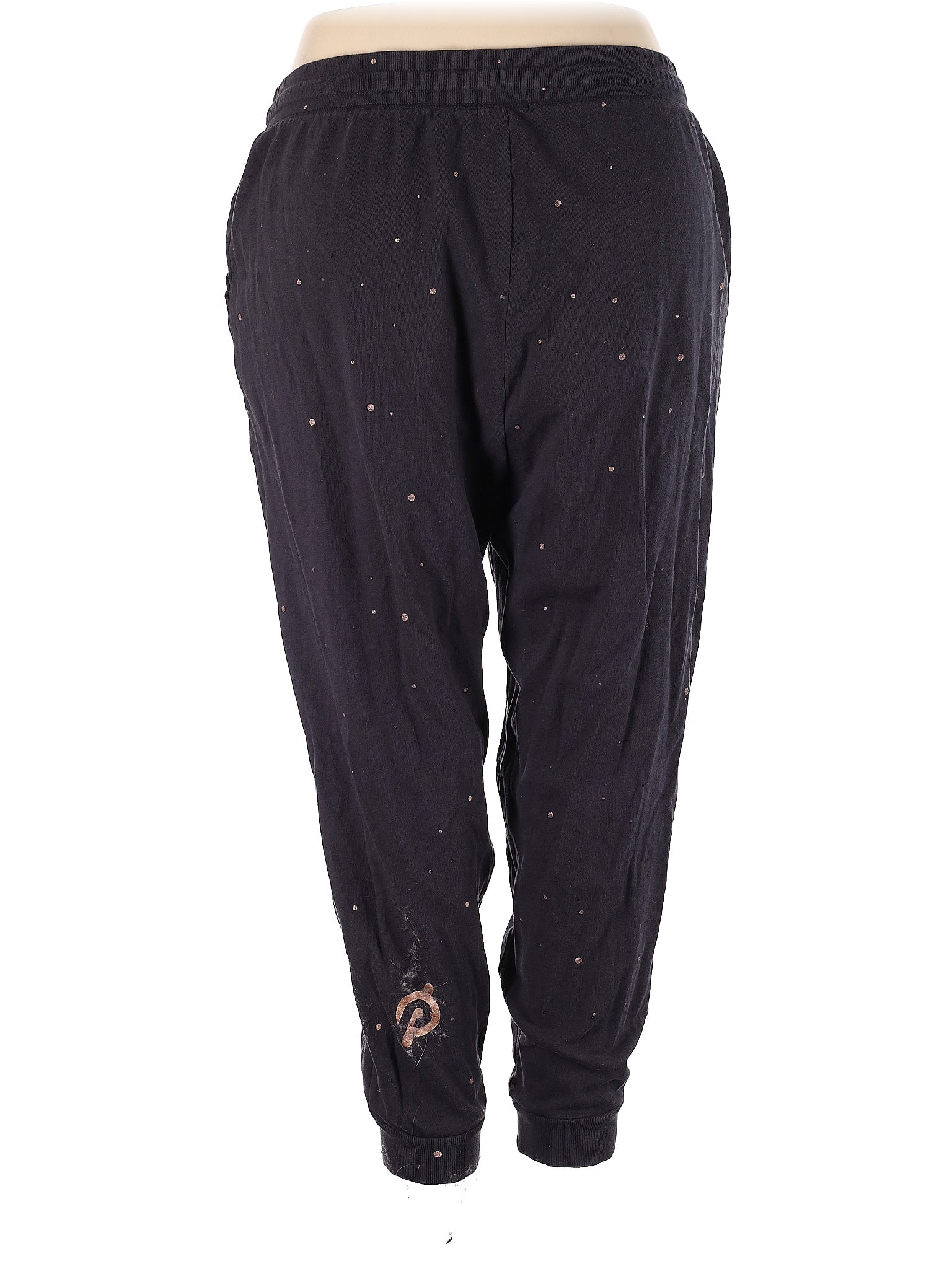 Peloton 100% Cotton Polka Dots Black Sweatpants Size 3X (Plus) - 52% off