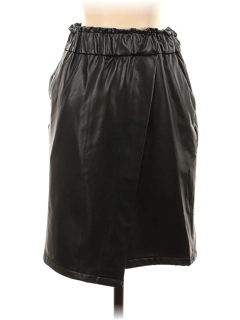 Pre-owned Bar Iii Faux Leather Skirt In Black