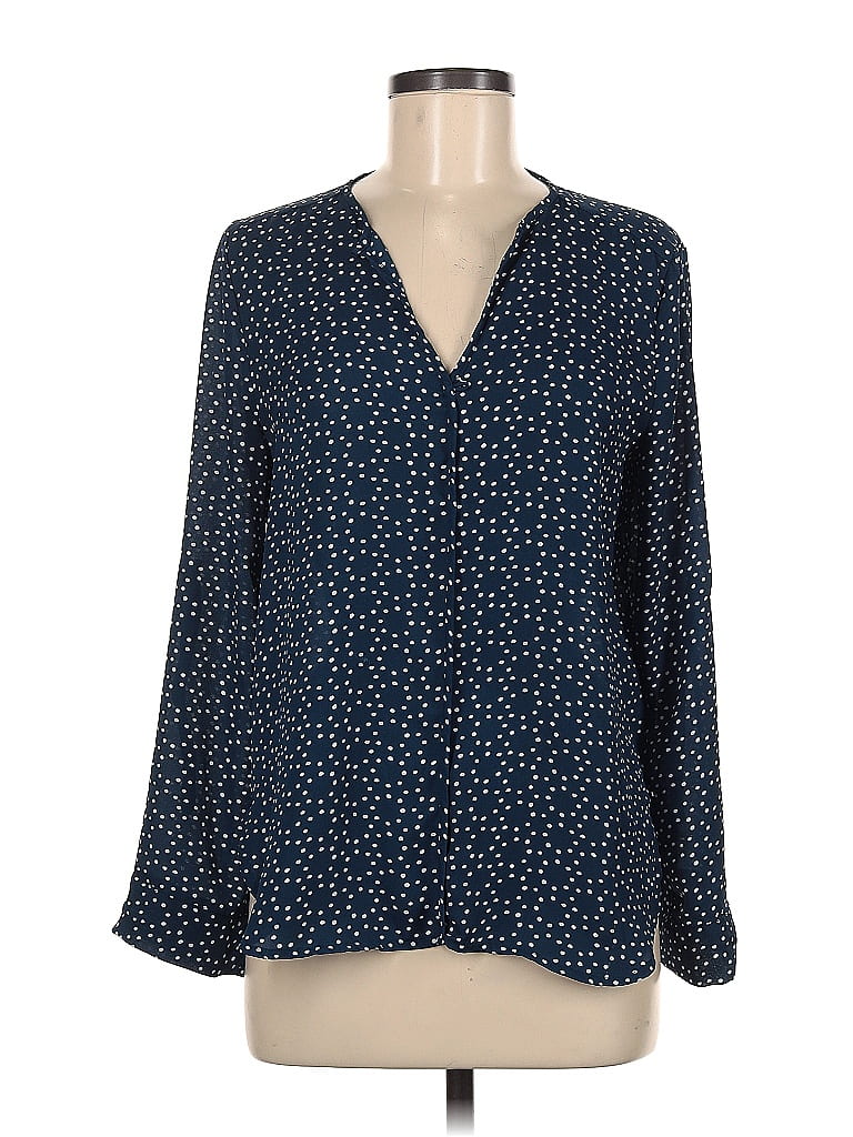 Collective Concepts 100% Polyester Polka Dots Blue Long Sleeve Blouse Size M - photo 1