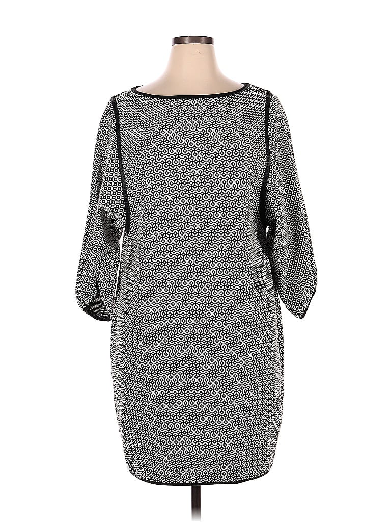 Max Studio Houndstooth Jacquard Grid Fair Isle Chevron-herringbone Graphic Gray Casual Dress Size XL (stimated) - photo 1