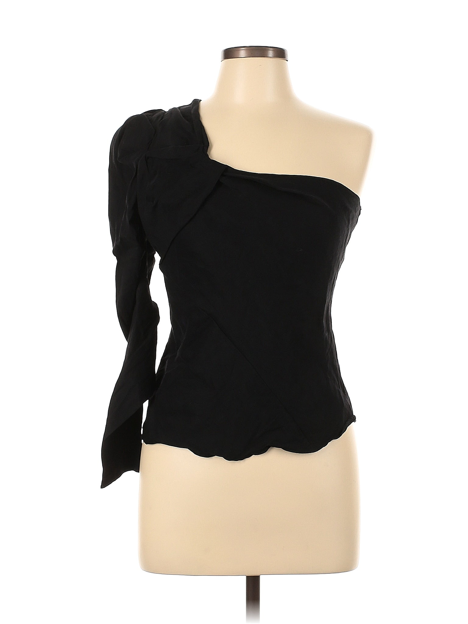 Zara Solid Black Short Sleeve Blouse Size L 57 Off Thredup