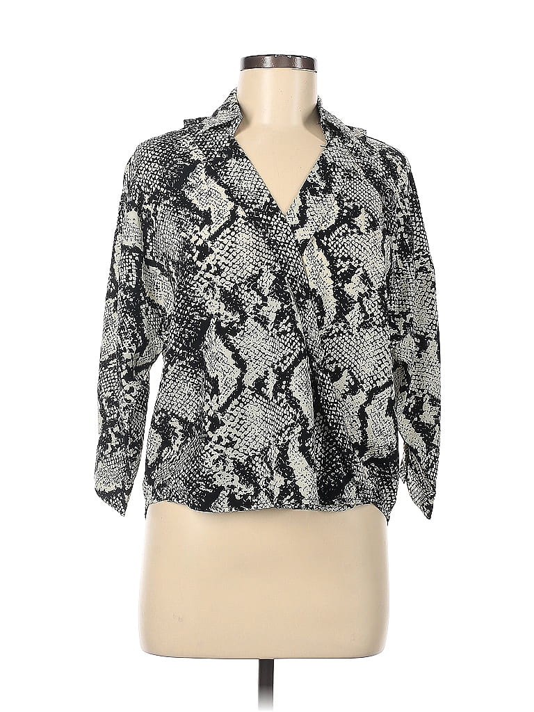 Pre-owned Boohoo Long Sleeve Blouse In Gray