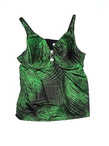 Swim by Cacique Tropical Multi Color Green Swimsuit Top Size 1X