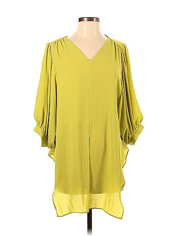 Chico's 100% Polyester Solid Green Long Sleeve Blouse Size Sm Petite (0)  (Petite) - 81% off