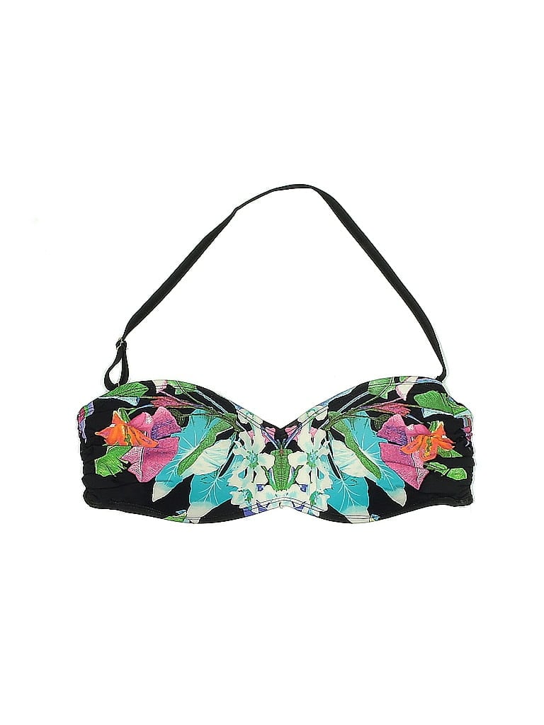 Unbranded Floral Floral Motif Black Swimsuit Top Size 10 - photo 1