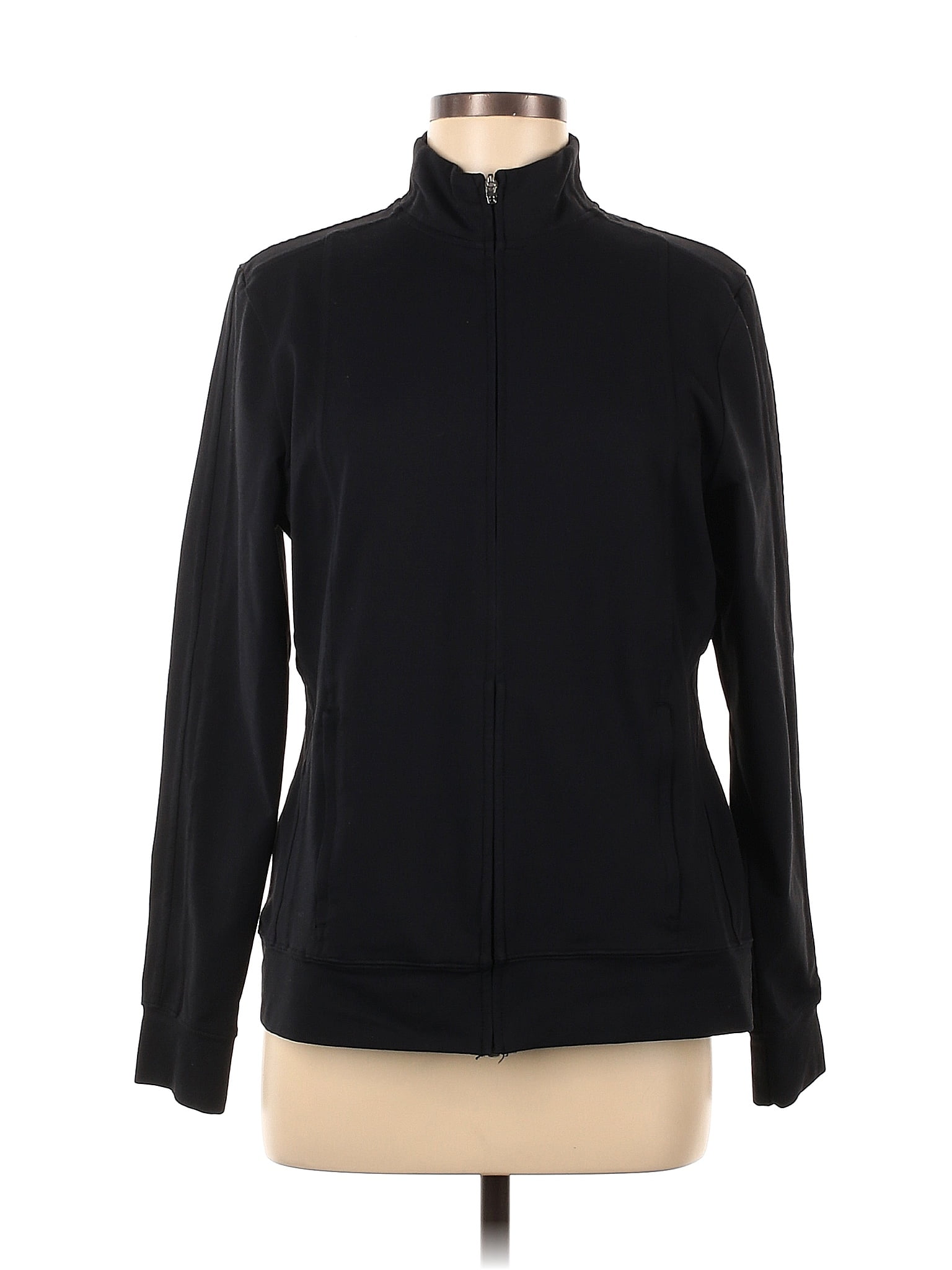 Lands' End Solid Black Track Jacket Size M - 71% off | ThredUp