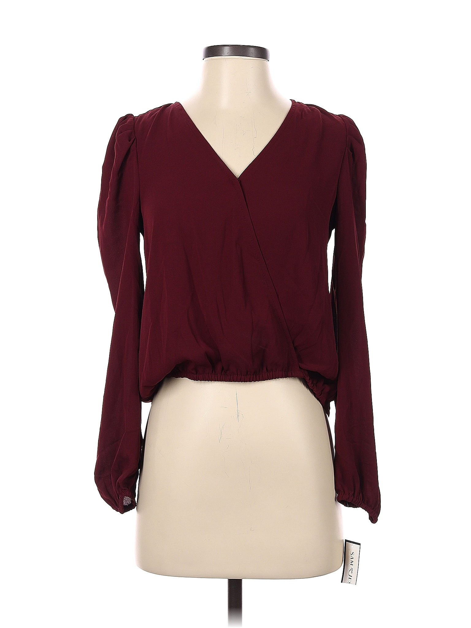 Lucky Brand 100% Polyester Purple Burgundy Long Sleeve Blouse Size S - 71%  off