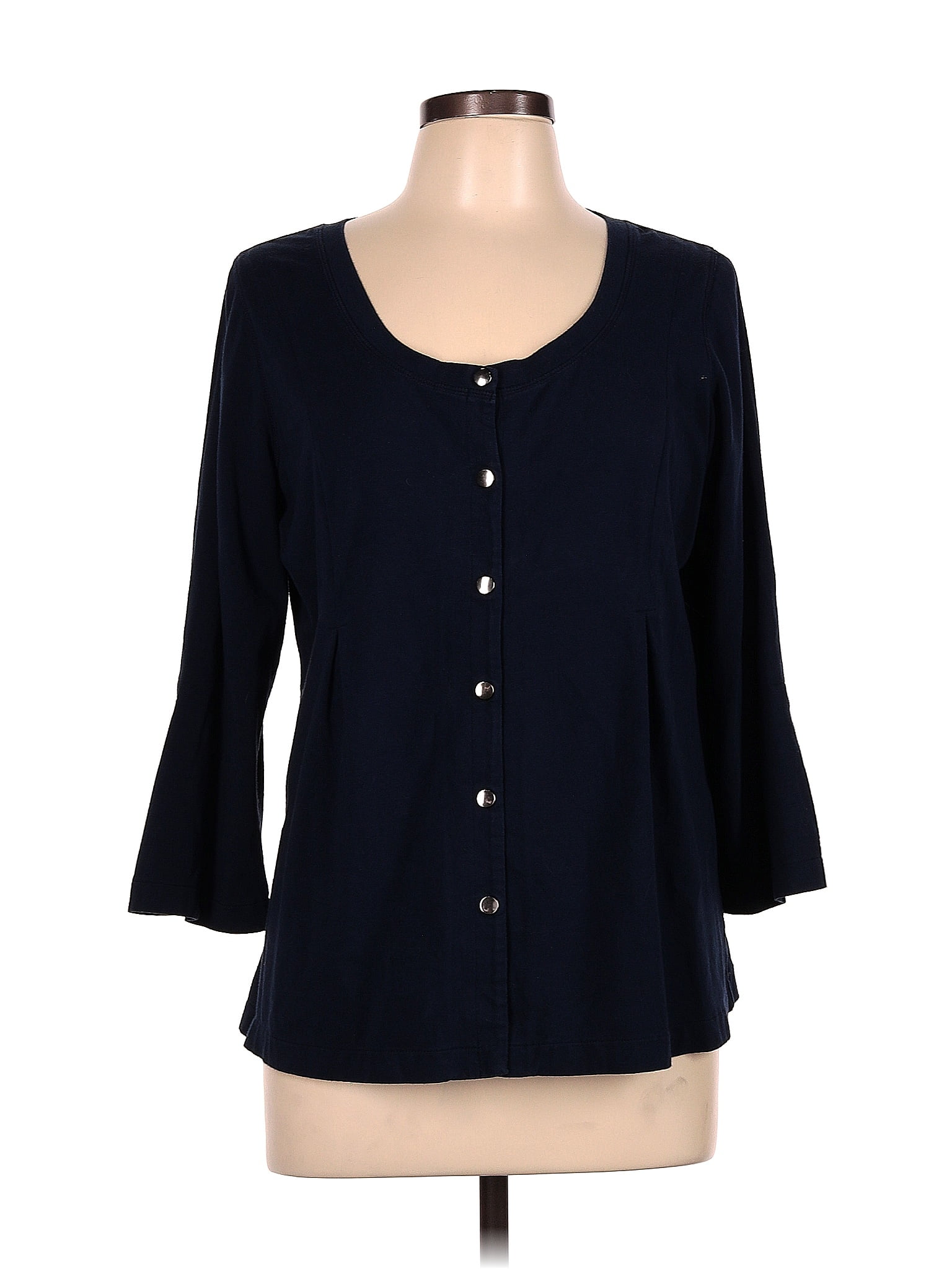 Cabi Polka Dots Navy Black Long Sleeve Blouse Size L 70 Off Thredup