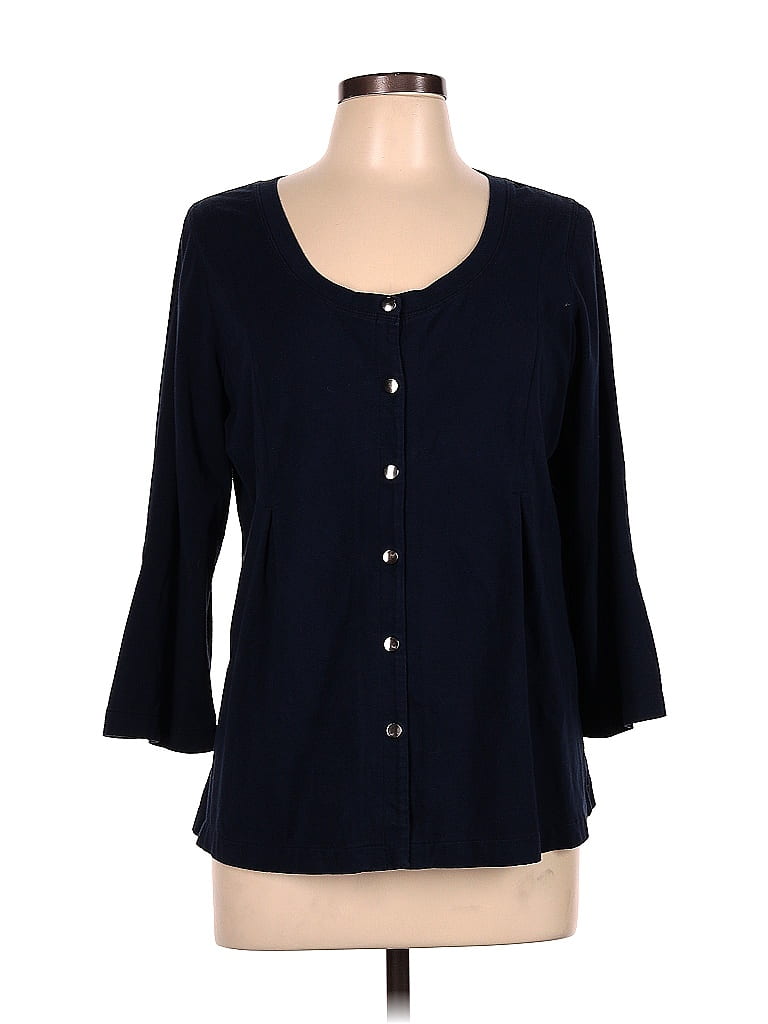 CAbi Polka Dots Navy Black Long Sleeve Blouse Size L - 70% off | ThredUp