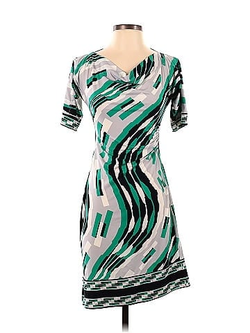 BCBGMAXAZRIA Multi Color Green Casual Dress Size XS Petite 19