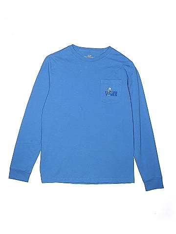 Vineyard Vines 100% Cotton Solid Blue Long Sleeve T-Shirt Size 16