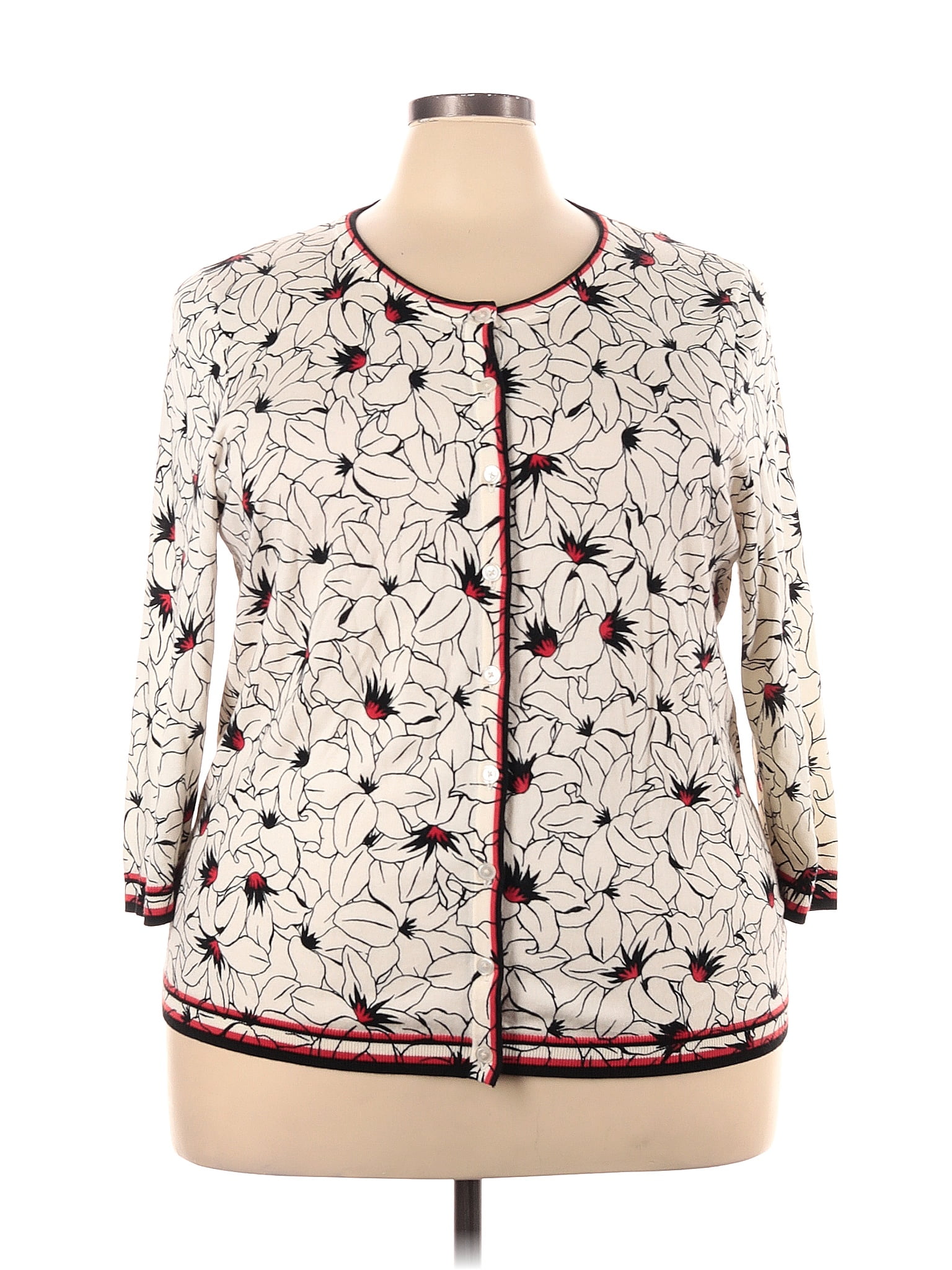 Talbots Black Ivory Cocoon Cardigan 3X – Cozy Knit Open Front
