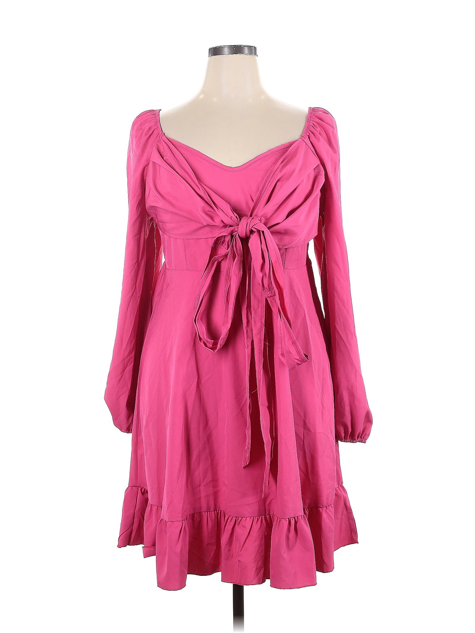 Shein 100 Polyester Solid Pink Casual Dress Size 1x Plus 28 Off