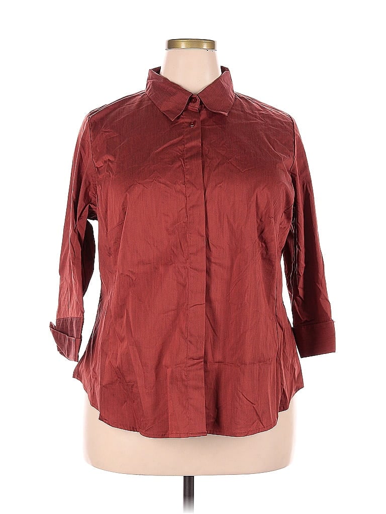 Avenue Burgundy Long Sleeve Button-Down Shirt Size 18 - 20 Plus (Plus) - photo 1