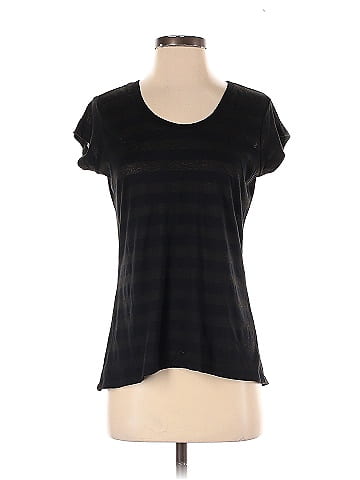 Balance Collection Stripes Black Short Sleeve T-Shirt Size M - 68% off