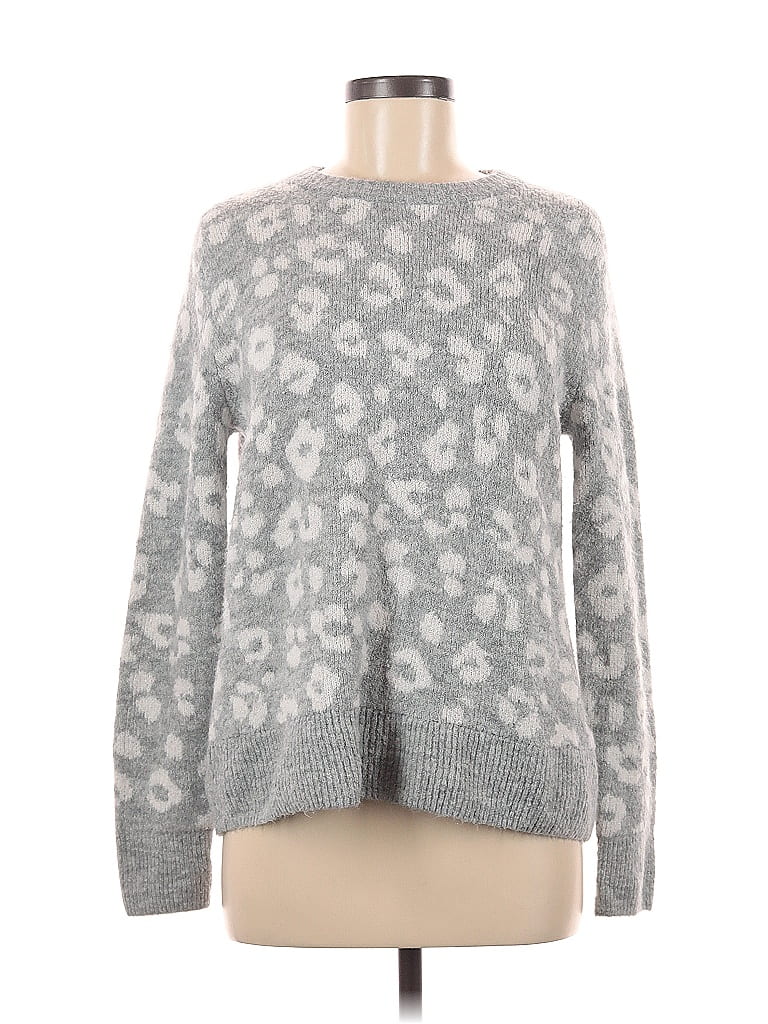 Old Navy Tortoise Floral Motif Hearts Animal Print Leopard Print Gray Pullover Sweater Size M - photo 1