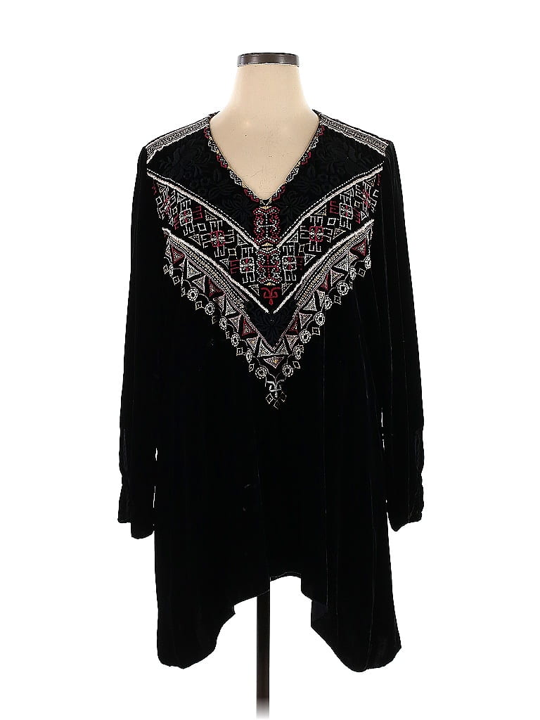 Johnny Was Black Long Sleeve Blouse Size Xl - 75% Off 