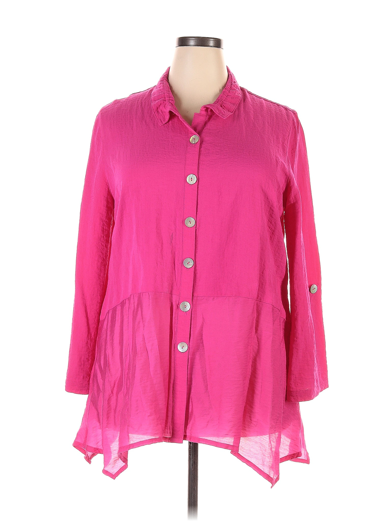 John Mark Solid Pink Long Sleeve Button Down Shirt Size Xl 75 Off