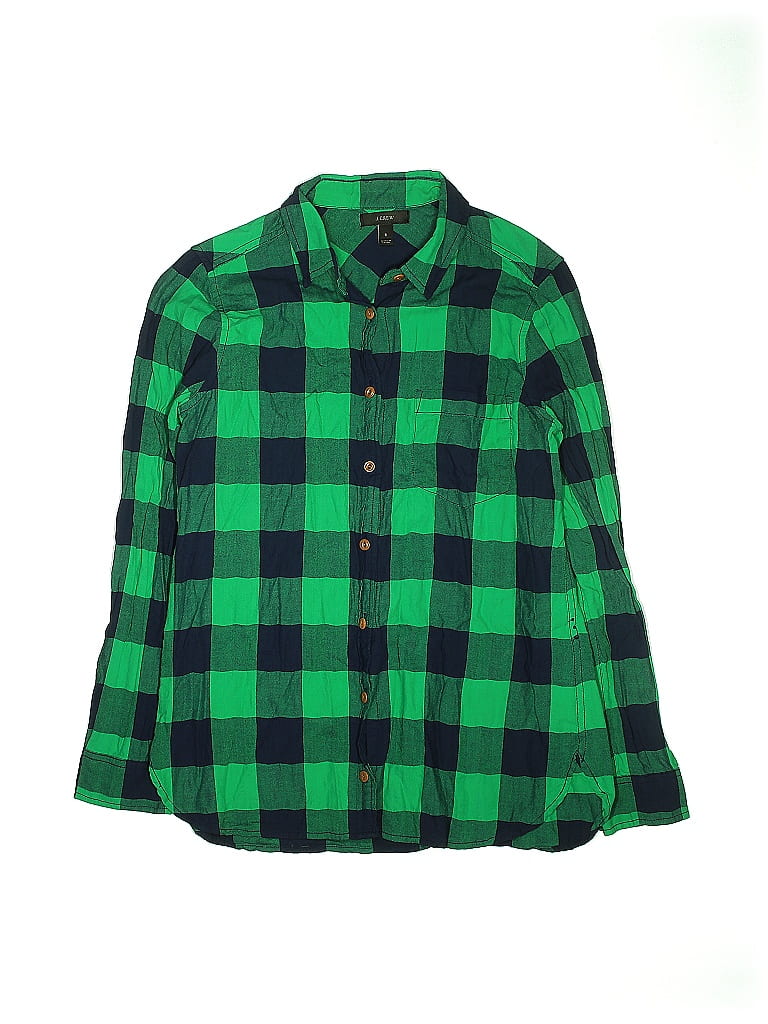 J.Crew Checkered-gingham Argyle Grid Plaid Green Long Sleeve Button-Down Shirt Size 6 - photo 1