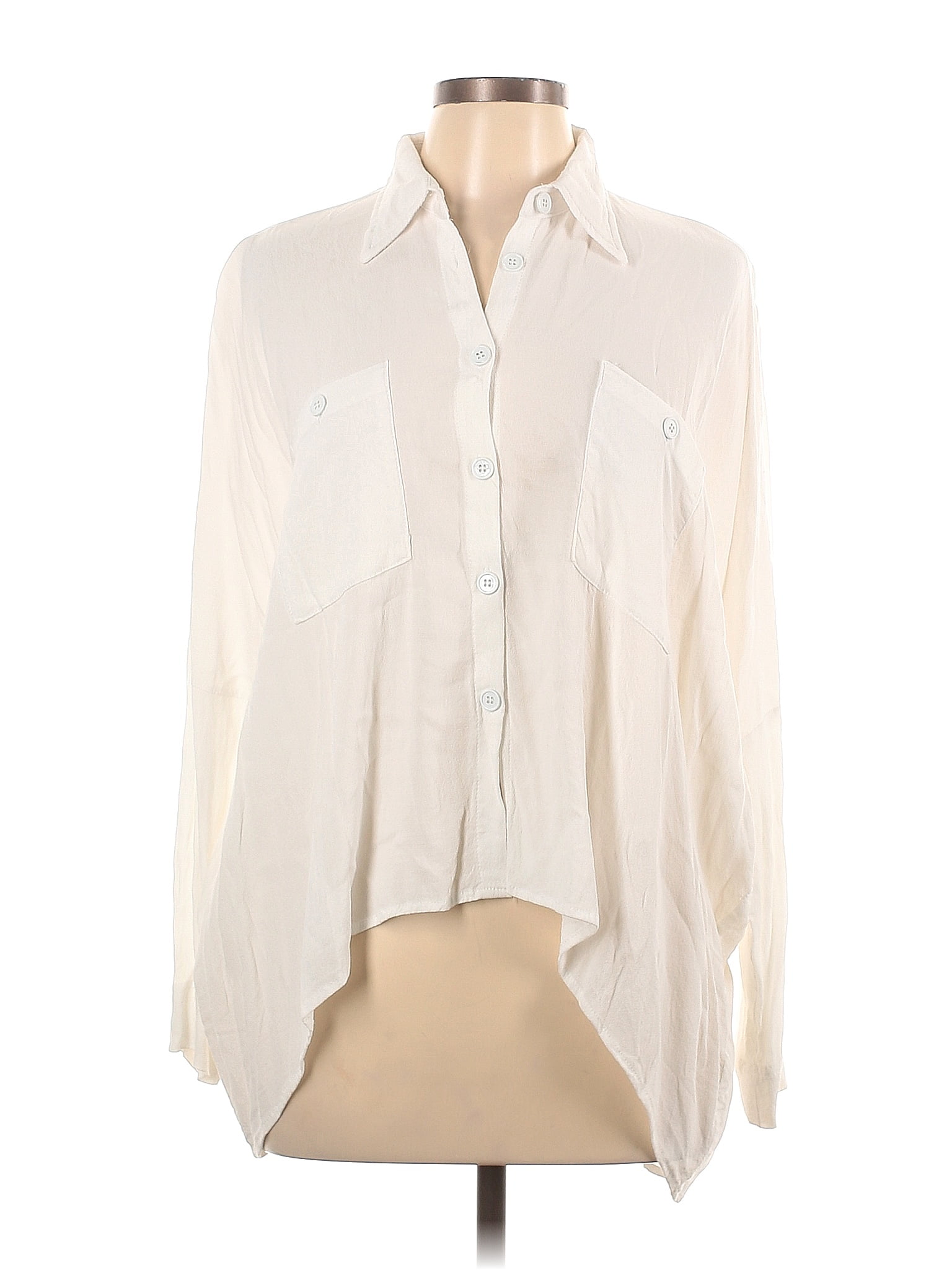 Olivaceous 100% Rayon White Ivory Long Sleeve Blouse Size L - 75% off ...