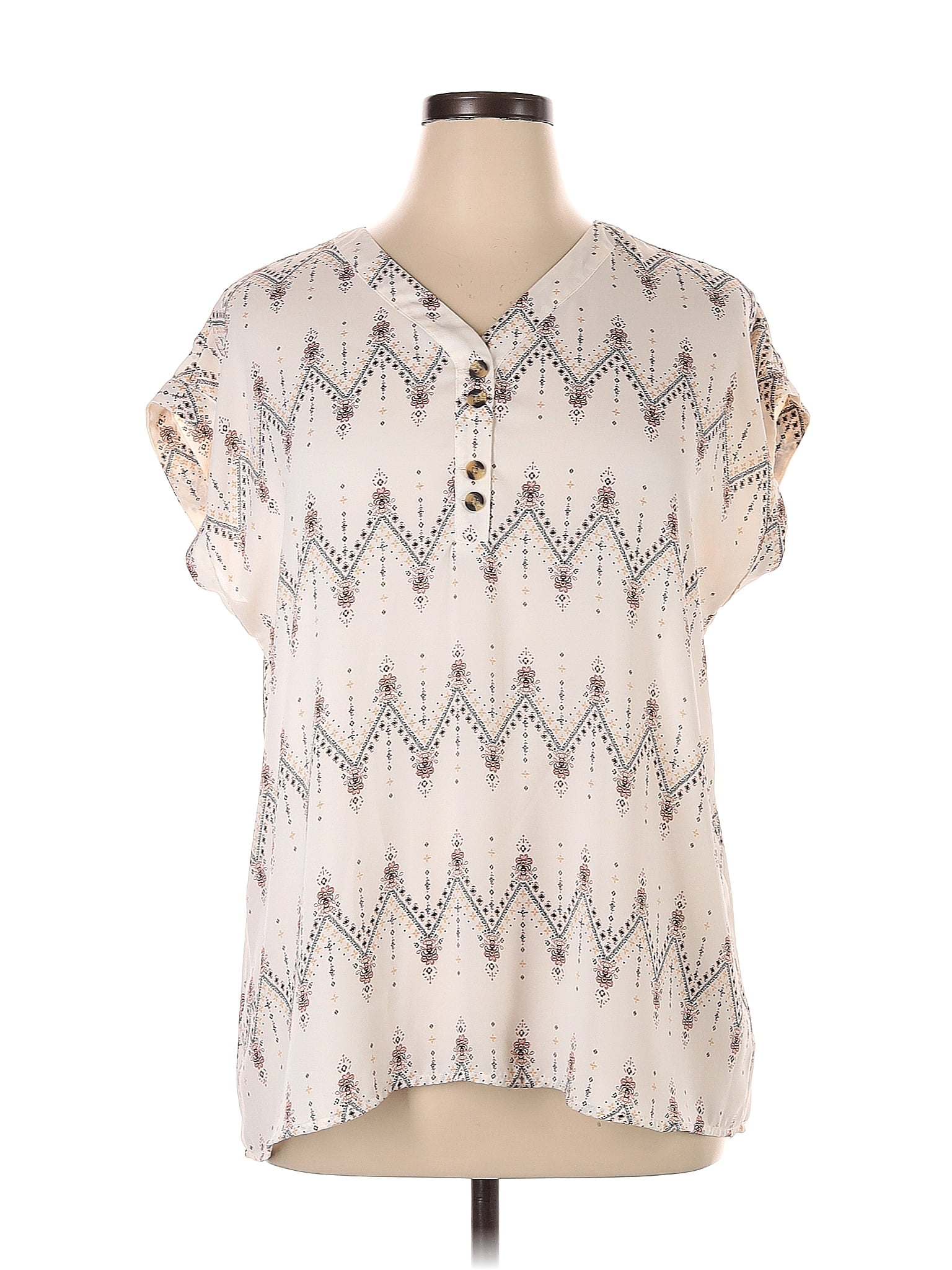 Blouse Paysanne Manches Courtes En Coton Marron Maurices - Taille M Avec Détails Or